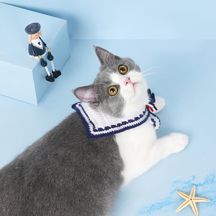 Navy Cat Collar